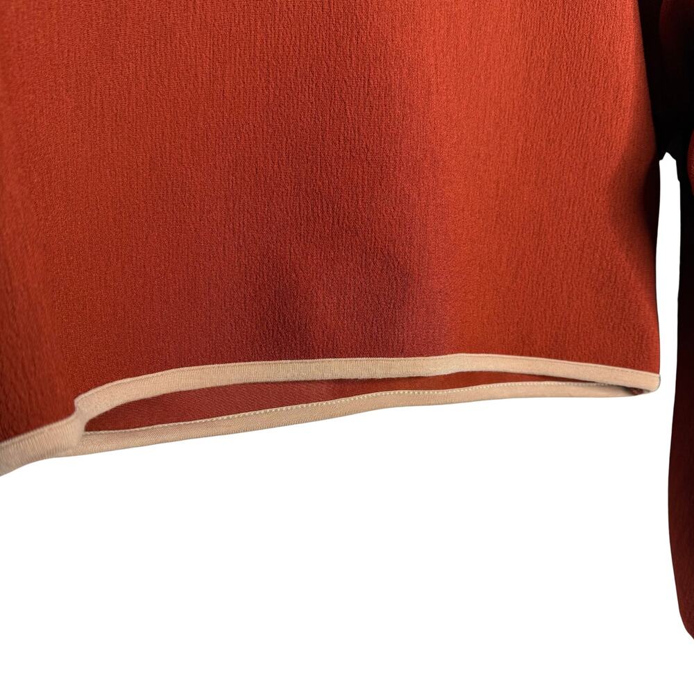 Anthropologie Maeve Contrast Trim Cropped Long Sleeve Top Size 2 Preppy Fall New - Picture 6 of 11